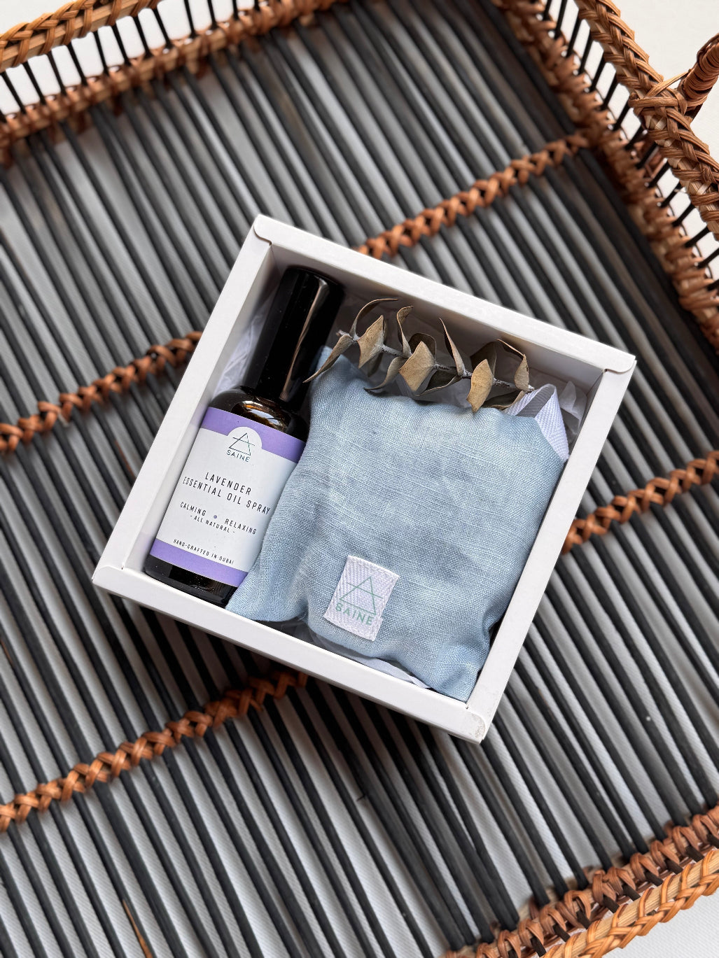 Lavender Sachet and Essential Oil Spray Nest & Bloom Gift Box 